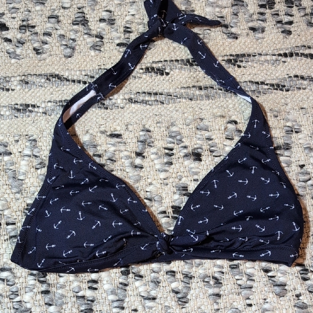 Women's Joe Fresh Navy Anchor Print Bikini Top